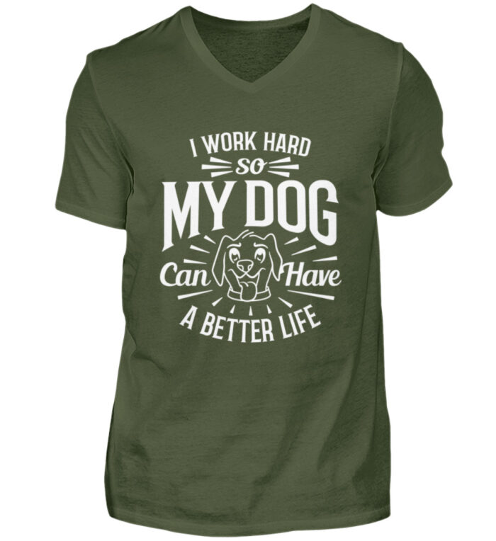 I Work Hard - Herren V-Neck Shirt-2587