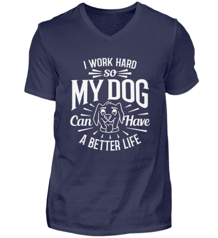 I Work Hard - Herren V-Neck Shirt-198