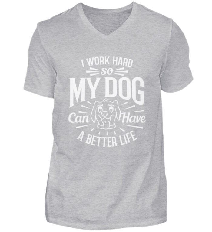 I Work Hard - Herren V-Neck Shirt-17