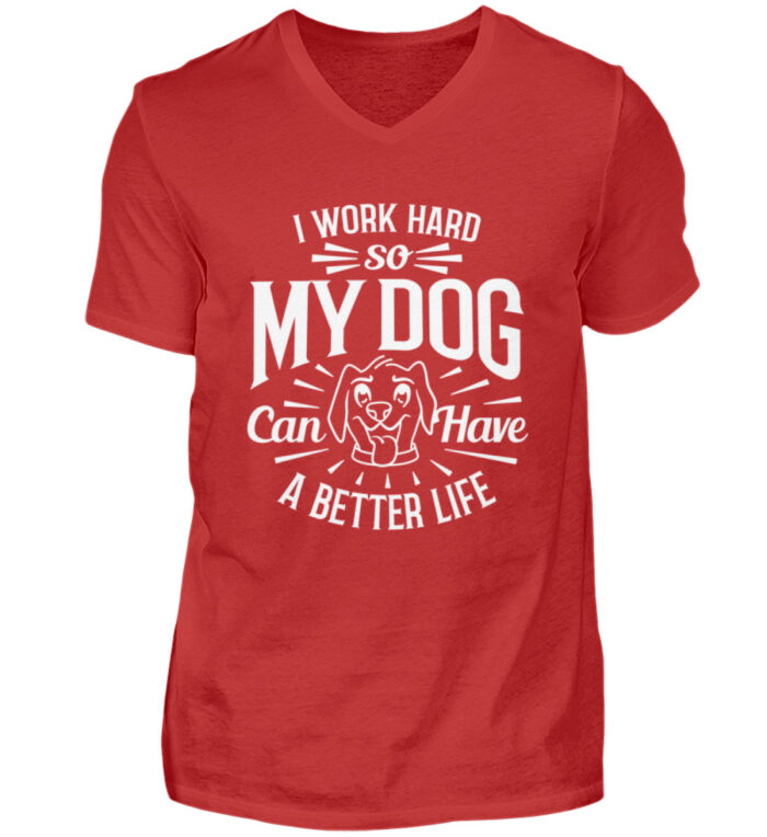 I Work Hard - Herren V-Neck Shirt-4