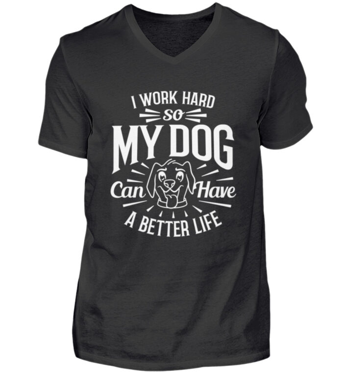 I Work Hard - Herren V-Neck Shirt-16