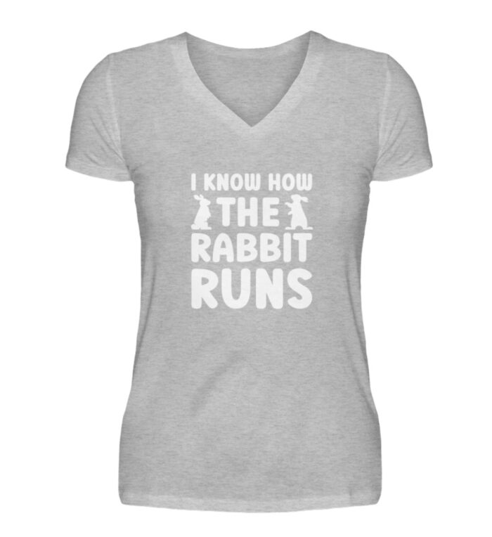 I know how the rabbit runs - V-Neck Damenshirt-17