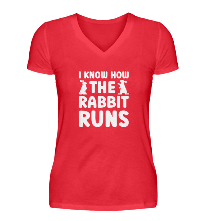 I know how the rabbit runs - V-Neck Damenshirt-2561